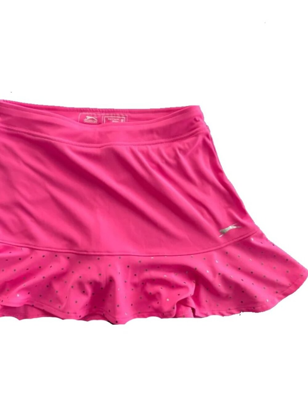 SLAZENGER Girls Golf Tennis Skirt Skort Pink Silver Polka Dots, Stretchy Girls L